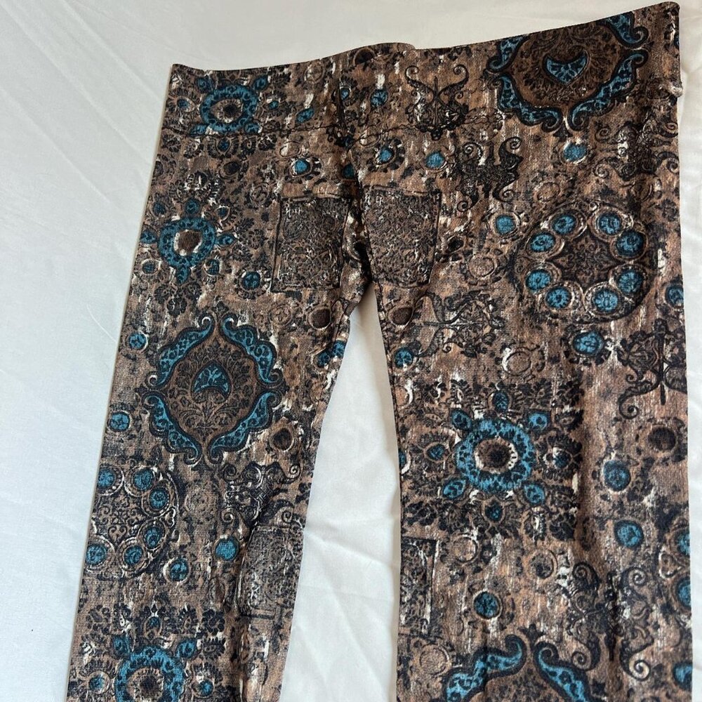 Vintage 70’s brown and blue paisley over the knee tights / socks